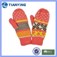 Tianying  kid jacquard mitten knitted gloves