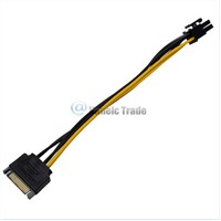 New SATA 15-Pin Male to 6-Pin PCI-Express Card Power Adapter Cable