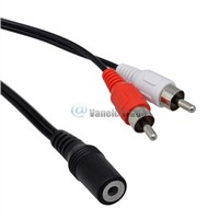 3.5mm 1/8 Stereo Female Mini Jack to 2 Male RCA Plug Adapter Audio Y Cable