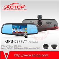 Android mirror GPS DVR 5inch Capacitive panel, Bluetooth, Mp4, AV, FM, Different bracket