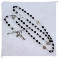 Popular Trendy Catholic Rosary Necklace Guadalupe Virgin Logo Religion Wood Prayer Beads (IO-cr207)