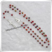 natural stone rosary with cross ,religious stone rosary with crucifix (IO-cr224)