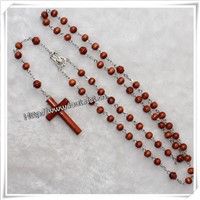 Brown color Original Catholic Wooden Beads Chain Rosary (IO-cr248)