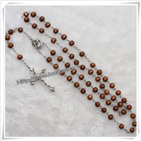 Wood Rosary with Catholic New Pope Francesco Centerpiece (IO-cr250)
