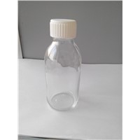 Moulded Glass Material Clear Glass Bottle with White Plastic Cap Use for Drug