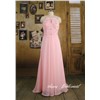 Light Pink Prom Dress, Backless Pale Pink Chiffon Prom Dress, Rhinestones Beaded Prom Dresses