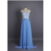 Sky Blue Lace Chiffon Floor Length Evening Dress, Classical A-line Evening Dress