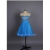 Tulle Short Prom Dress, Homecoming Dress, Peacock Blue Beaded Cocktail Dresses