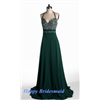 Full Length Prom Dress, Dark Green Chiffon Prom Dress, Rhinestones Beaded Evening Dresses