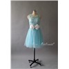 Tiffany Blue Lace Prom Dress, Short Tulle Bridesmaid Dress