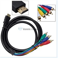 5Ft HDMI Male to 5 RCA 5-RCA RGB Audio Video AV Component Cable Gold Plated