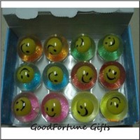 Promotion smile face led flash Bouncy bouncing ball toy printed logo