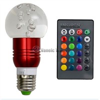 Led light bulb 3W RGB Acrylic Crystal Remote Controller