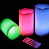 set of 3 battery operated timer flameless led wax candle
