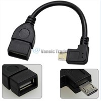 Right Angle USB A Female to Micro B Male OTG Adapter Cable For Google Nexus 7 10 13CM Black