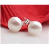 Shell Beads sterling Silver Stud Earrings, Pearl Earrings