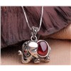 Sterling silver chain necklace, garnet gemstone necklace, elephant pendant necklace