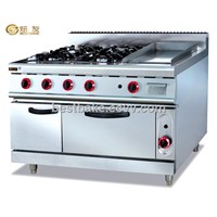 Commercial Gas Range with 4 burner &amp;amp; griddle&amp;amp;oven BY-GH996A