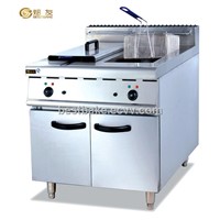 Stainless Steel Electric 2 Tanks Deep Fryer with Cabinet (BY-DF885)
