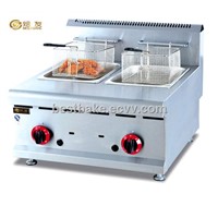 LPG Stainless Counter Top Gas chips deep fryer ,capacity:8L+8L(BY-GF585)