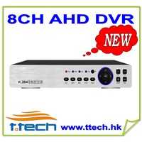 8CH 720P Realtime AHD DVR support 2*4TB SATA,8CH audio,2CH alarm