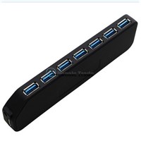 7Port USB 3.0 Ports Hub with On/Off Switch hub+AC Power Adapter for PC Laptop