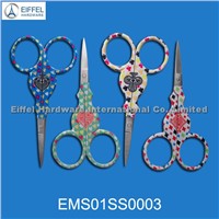 High quality stainless steel scissors with nice pattern,9.9cm L (EMS01SS0003)