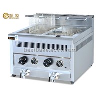 Counter top gas 2-tank&amp;amp;2-basket fryer with temperature controller  BY-GF72A