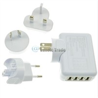 4-Port USB Portable Home Wall Travel AC Charger International Power Adapter US/EU/UK/AU