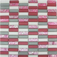 LN004 pink crystal mosaic flower matt paint decorative tile