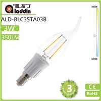 LED filament bulb with TUV tested c35ta 2/3/4w with plastic