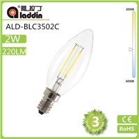 LED lights factory supply candle led bulb filament bulb 2w