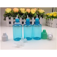 Hot Products 30ML PET Plastic  Blue Bottle For E-liquid  With Childproof Cap And Long Thin Tip