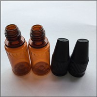 Wholesale 10ML  Amber PET E-liquid Bottle With Black Childproof  Cap And Plastic Dropper