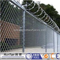 Chain link fence with razor barbed wire