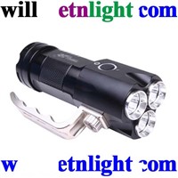 flashlight SST61 3xcree xml t6 leds bulb 3x18650 batt middle switch 5 modes aluminum