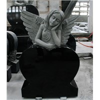 Shanxi Black Polished Heart with Angel Tombstone &amp;amp; Monument