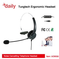 Call Center Headset With UC USB Headset Connector For Unified Communication