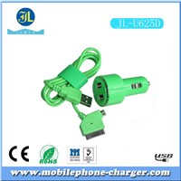 YEAR-END new design with flexible curved line double dual usb car charger