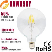Hi tech new products clear glass globe dimmable filament led bulb