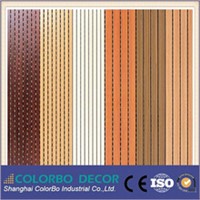 grooved wooden timber acoustic panel with fire proof effect