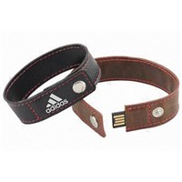 USB drive , Leather Wristband USB Disk with Snap-fastener, Sized 225 x 20mm