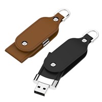 Leather USB flash drive with twist cap, heat stamp logo optional