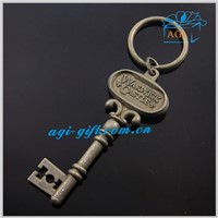custom logo key shaped keychain
