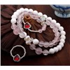 White tridacna rose quartz bracelet in sterling silver, gemstone bracelet&Ring jewelry set
