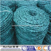 Green colour PVC Coated Barbed Iron Wire