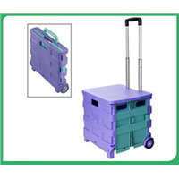 Folding Storage Organizer Crate Cart Plastic Portable Shopping Trolley