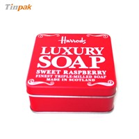 Square Embossed Metal Soap Tin Box