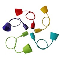 E27 colorful silicon lampholder with fabric cable silicon pendant light