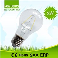 warm white Glass 2w A60 led filament bulb